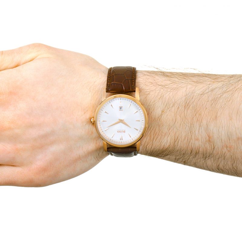  Shop Authentic Hugo Boss Corporal White Dial Brown Leather Strap Watch for Men - 1513640 - Luxxuri