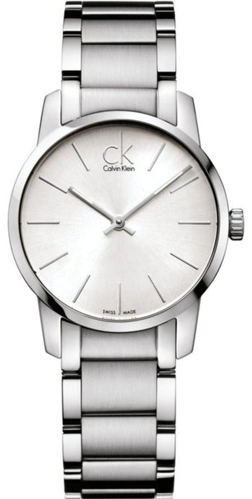  Shop Authentic Calvin Klein City Silver Dial Silver Steel Strap Watch for Women - K2G23126 - Luxxuri