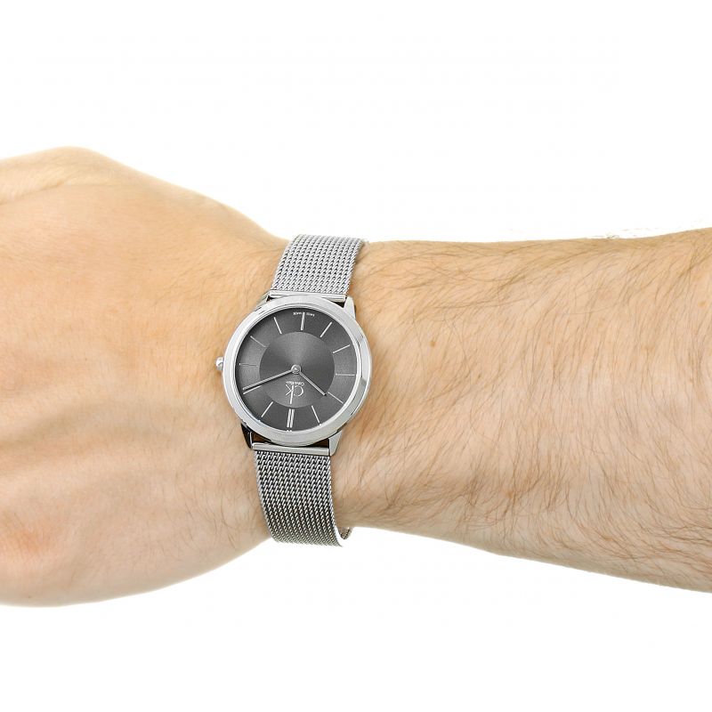  Shop Authentic Calvin Klein Minimal Grey Dial Silver Mesh Bracelet Watch for Men - K3M22124 - Luxxuri