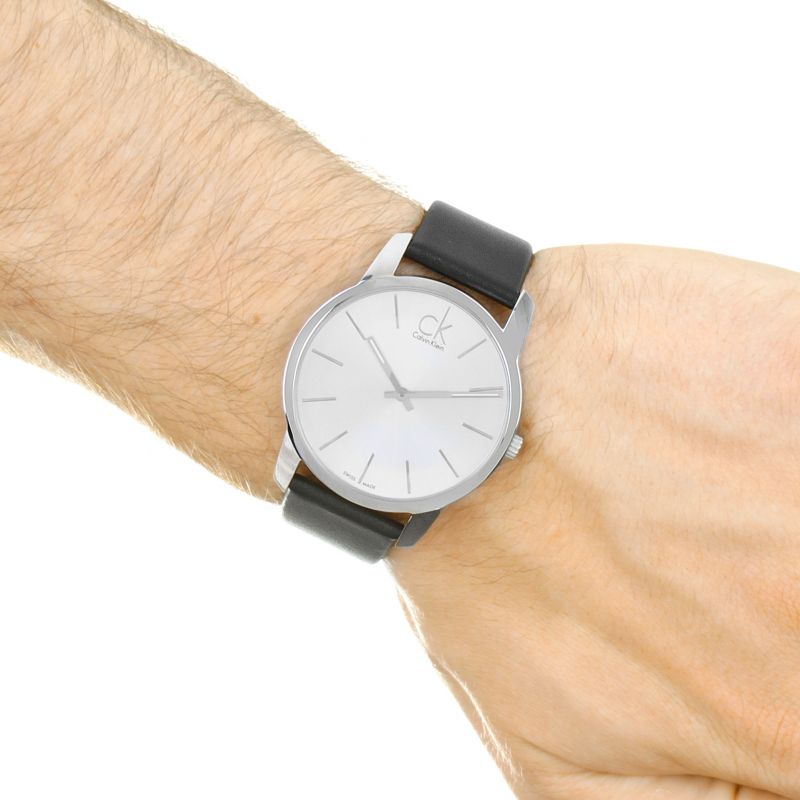  Shop Authentic Calvin Klein City White Dial Black Leather Strap Watch For Men - K2G211C6 - Luxxuri