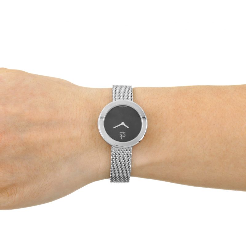  Shop Authentic Calvin Klein Firm Black Dial Silver Mesh Bracelet Watch for Women - K3N23121 - Luxxuri