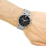  Shop Authentic Emporio Armani Luigi Chronograph Black Dial Silver Mesh Bracelet Watch For Men - AR1811 - Luxxuri