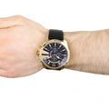  Shop Authentic Diesel Mega Chief Gold & Black Dial Black Leather Strap Watch For Men - DZ4344 - Luxxuri