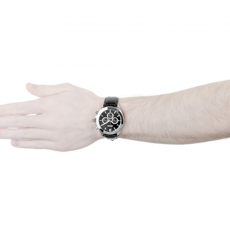  Shop Authentic Hugo Boss Ikon Black Dial Black Leather Strap Watch for Men - 1513178 - Luxxuri