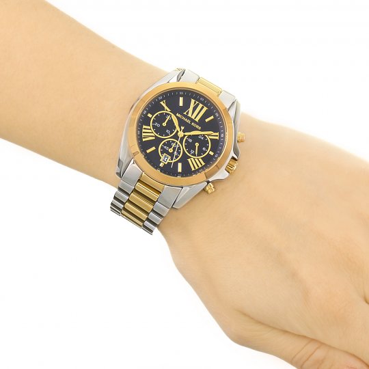 Michael Kors Bradshaw Blue Dial Two Tone Steel Strap Watch for Women - MK5976