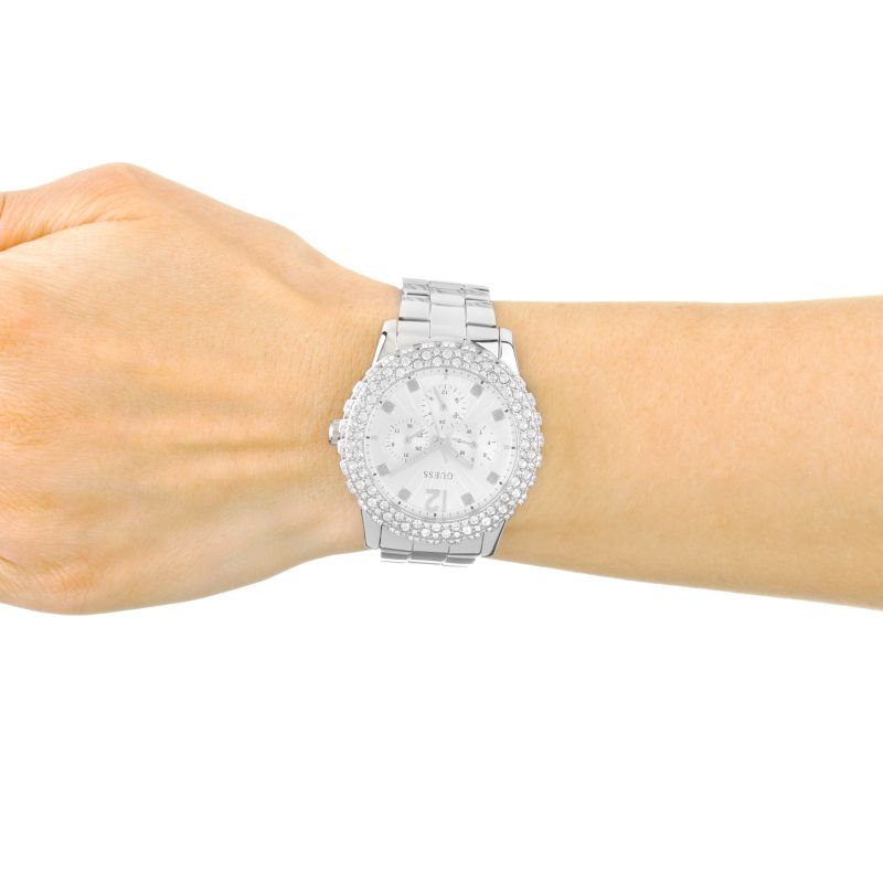  Shop Authentic Guess Dazzler Diamonds Silver Dial Silver Steel Strap Watch for Women - W0335L1 - Luxxuri