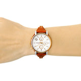  Shop Authentic Fossil Boyfriend Chronograph White Dial Brown Leather Strap Watch for Women - ES3837 - Luxxuri