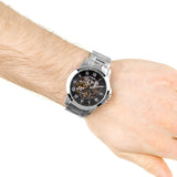  Shop Authentic Fossil Grant Automatic Skeleton Black Dial Silver Steel Strap Watch for Men - ME3103 - Luxxuri