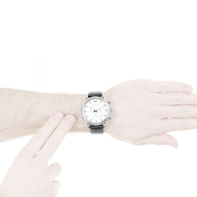  Shop Authentic Emporio Armani Classic Quartz Chronograph White Dial Black Leather Strap Watch For Men - AR1807 - Luxxuri