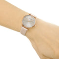 Emporio Armani Gianni T Bar Gunmetal Dial Beige Leather Strap Watch For Women - AR1681