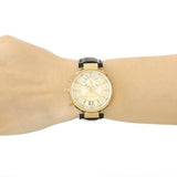  Shop Authentic Michael Kors Sawyer Champagne Dial Black Leather Strap Watch for Women - MK2433 - Luxxuri