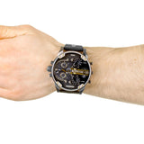  Shop Authentic Diesel Mr Daddy 2.0 Black Dial Black Leather Strap Watch For Men - DZ7348 - Luxxuri
