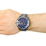  Shop Authentic Diesel Mega Chief Chronograph Blue Dial Black Steel Strap Watch For Men - DZ4329 - Luxxuri