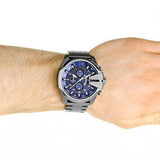  Shop Authentic Diesel Mega Chief Chronograph Blue Dial Black Steel Strap Watch For Men - DZ4329 - Luxxuri