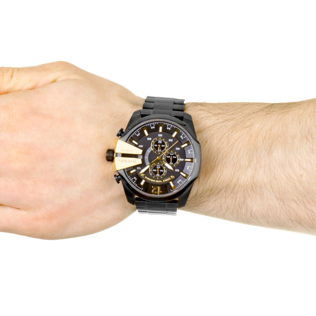  Shop Authentic Diesel Mega Chief Chronograph Black Dial Black Steel Strap Watch For Men - DZ4338 - Luxxuri