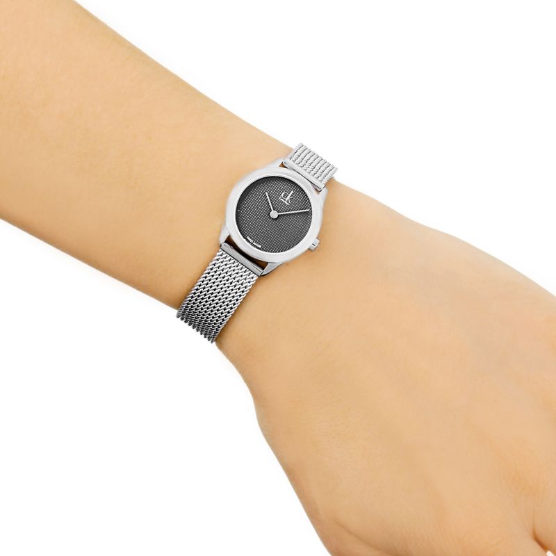  Shop Authentic Calvin Klein Minimal Grey Dial Silver Mesh Bracelet Watch for Women - K3M2312X - Luxxuri