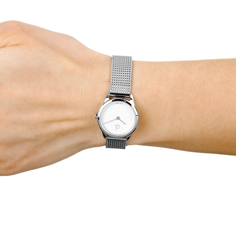  Shop Authentic Calvin Klein Minimal White Dial Silver Mesh Bracelet Watch for Women - K3M2312Y - Luxxuri