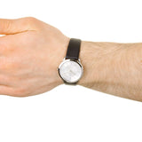  Shop Authentic Calvin Klein Minimal Silver Dial Black Leather Strap Watch for Women - K3M221C6 - Luxxuri