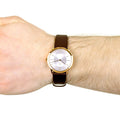  Shop Authentic Calvin Klein Minimal White Dial Brown Leather Strap Watch for Women - K3M226G6 - Luxxuri