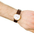  Shop Authentic Calvin Klein Minimal White Dial Brown Leather Strap Watch for Women - K3M226G6 - Luxxuri