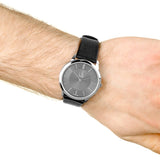  Shop Authentic Calvin Klein Minimal Black Dial Black Leather Strap Watch for Men - K3M211C4 - Luxxuri