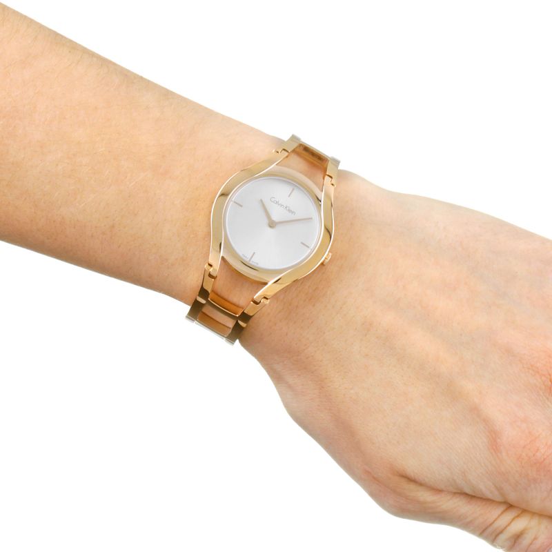  Shop Authentic Calvin Klein Class White Dial Rose Gold Steel Strap Watch for Women - K6R23626 - Luxxuri