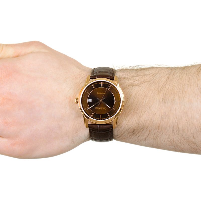  Shop Authentic Calvin Klein Infinity Brown Dial Brown Leather Strap Watch for Men - K5S346GK - Luxxuri