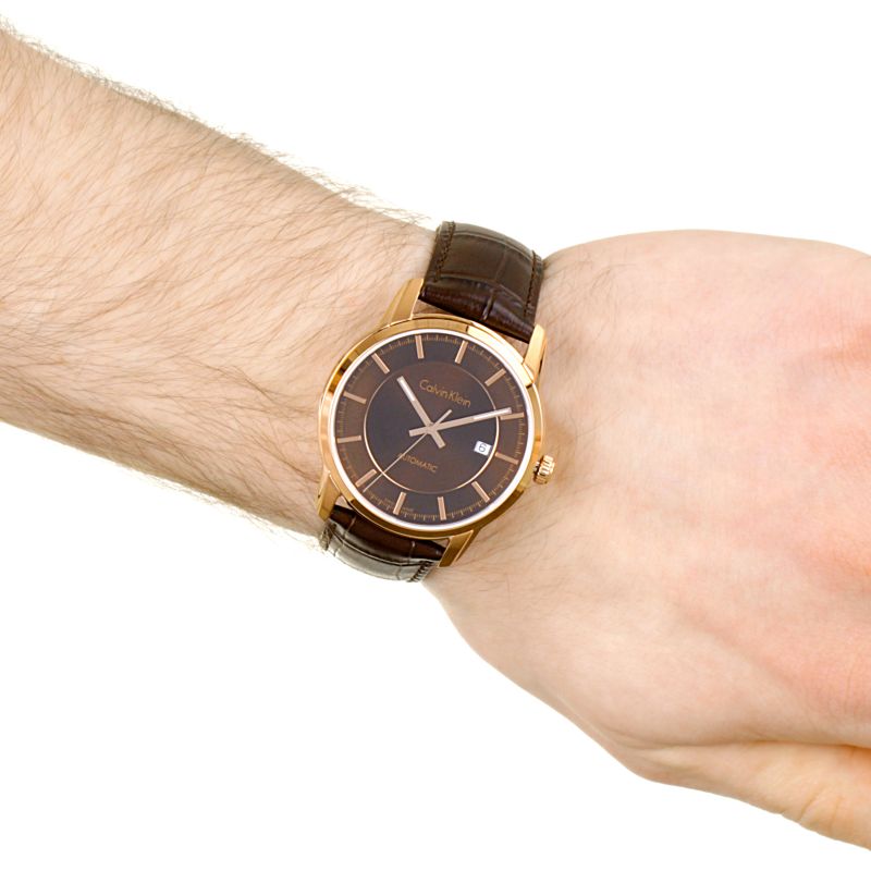  Shop Authentic Calvin Klein Infinity Brown Dial Brown Leather Strap Watch for Men - K5S346GK - Luxxuri
