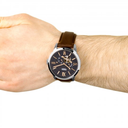  Shop Authentic Fossil Townsman Automatic Black Dial Brown Leather Strap Watch for Men - ME3061 - Luxxuri