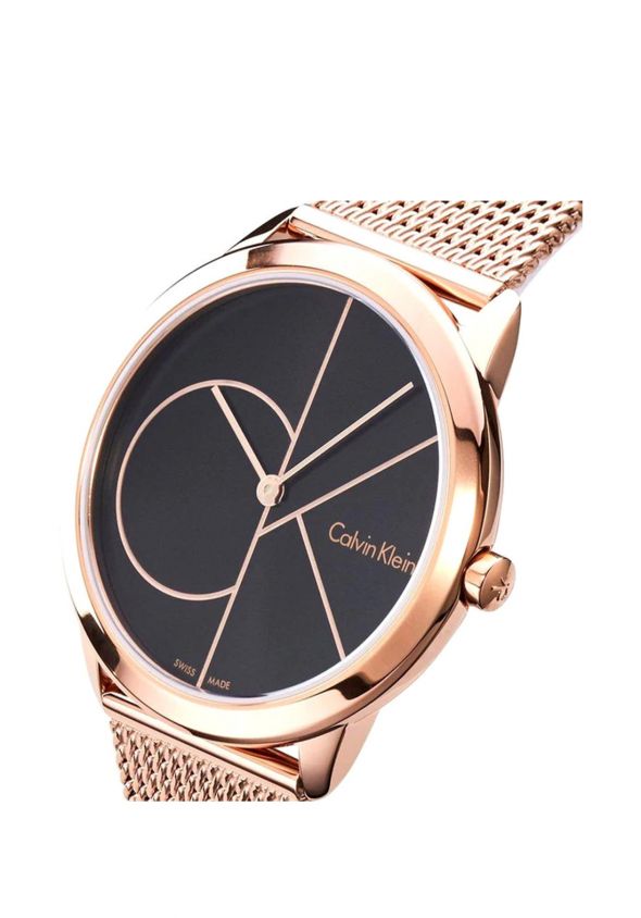  Shop Authentic Calvin Klein Minimal Black Dial Rose Gold Mesh Bracelet Watch for Men - K3M21621 - Luxxuri