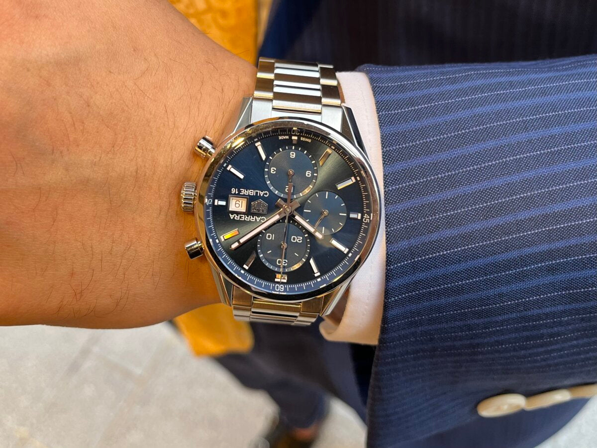  Shop Authentic Tag Heuer Carrera Chronograph 41mm Blue Dial Silver Steel Strap Watch for Men - CBK2112.BA0715 - Luxxuri