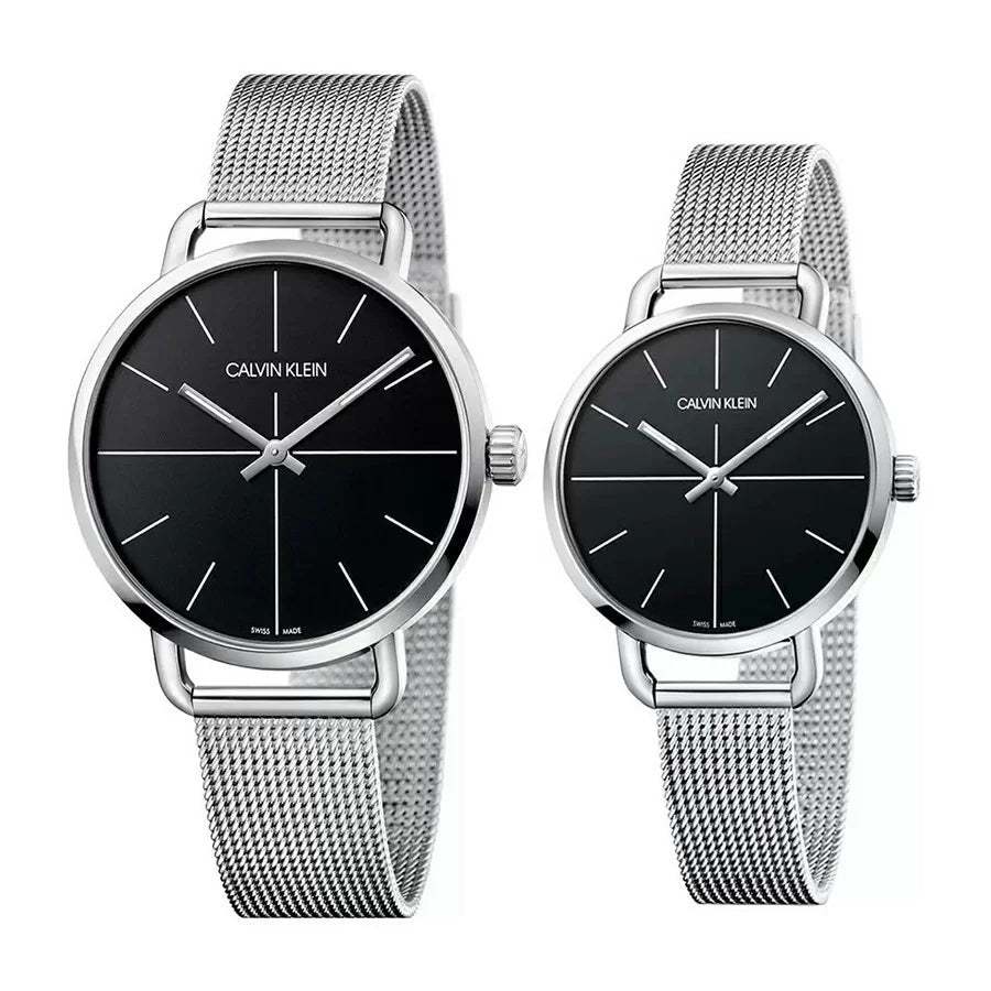  Shop Authentic Calvin Klein Even Black Dial Silver Mesh Bracelet Watch for Women - K7B21121 - Luxxuri