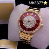  Shop Authentic Michael Kors Caitlin Red Dial Rose Gold Stainless Steel Strap Watch for Women - MK3377 - Luxxuri