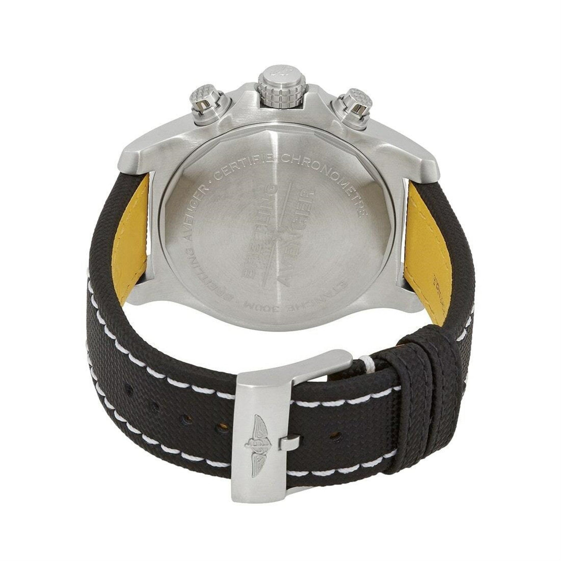  Shop Authentic Breitling Avenger Chronograph 45mm Black Dial Black Leather Strap Watch for Men - A13317101B1X1 - Luxxuri