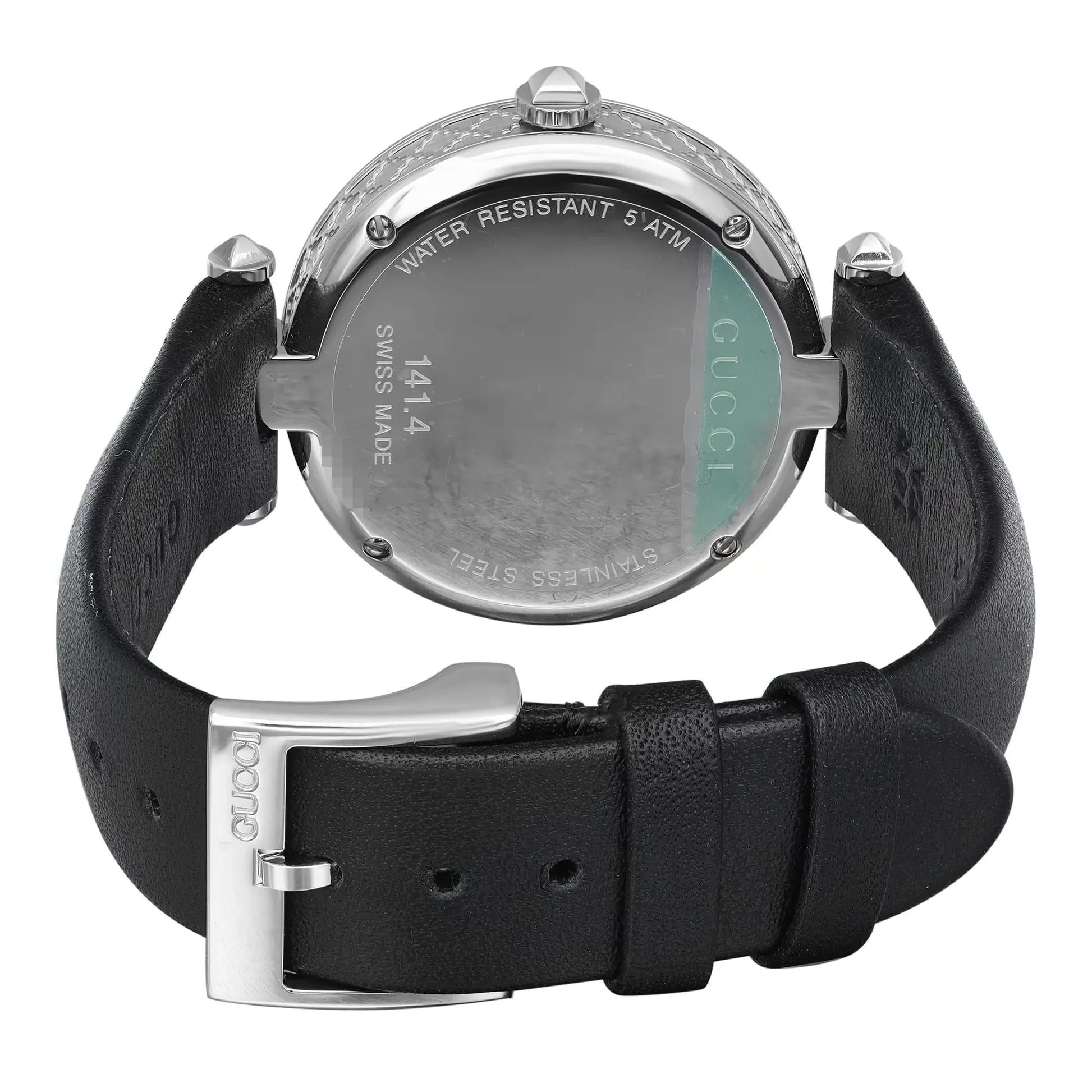  Shop Authentic Gucci Diamantissima Diamonds Black Dial Black Leather Strap Watch For Women - YA141403 - Luxxuri