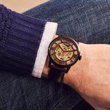  Shop Authentic Fossil Townsman Automatic Skeleton Brown Dial Brown Leather Strap Watch for Men - ME3098 - Luxxuri