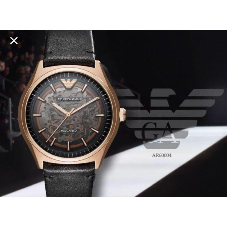  Shop Authentic Emporio Armani Meccanico Black Dial Black Leather Watch For Men - AR60004 - Luxxuri