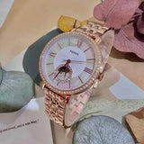  Shop Authentic Fossil Jacqueline Analog Moonphase Mother of Pearl White Dial Rose Gold Steel Strap Watch for Women - ES5165 - Luxxuri