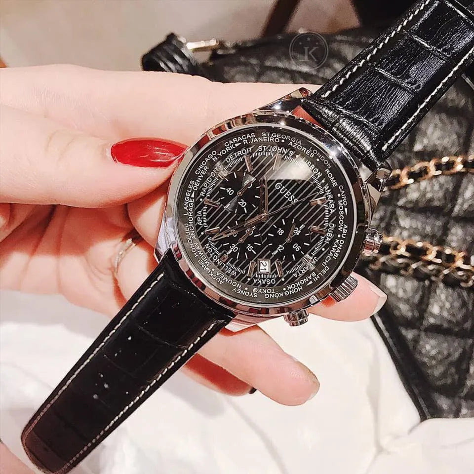  Shop Authentic Guess Persuit Multifunction Black Dial Black Leather Strap Watch for Men - W0500G2 - Luxxuri