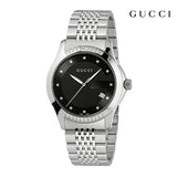  Shop Authentic Gucci G Timeless Diamonds Black Dial Silver Steel Strap Watch For Women - YA126408 - Luxxuri