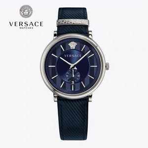  Shop Authentic Versace Menifesto Quartz Blue Dial Blue Leather Strap Watch For Men - VBQ01017 - Luxxuri