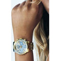  Shop Authentic Guess Mini Sunrise Quartz Blue Dial Gold Steel Strap Watch For Women - W0448L6 - Luxxuri