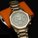  Shop Authentic Hugo Boss Classic Chronograph Green Dial Beige Gold Steel Strap Watch For Men - 1514019 - Luxxuri