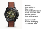  Shop Authentic Fossil Bronson Chronograph Black Dial Brown Leather Strap Watch for Men - FS5856 - Luxxuri