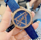  Shop Authentic Guess Little Flirt Quartz Blue Dial Blue Leather Strap Watch For Women - W0456L6 - Luxxuri