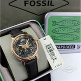  Shop Authentic Fossil Boyfriend Automatic Skeleton Grey Dial Grey Leather Strap Watch for Women - ME3089 - Luxxuri