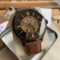  Shop Authentic Fossil Townsman Automatic Black Dial Brown Leather Strap Watch for Men - ME3155 - Luxxuri