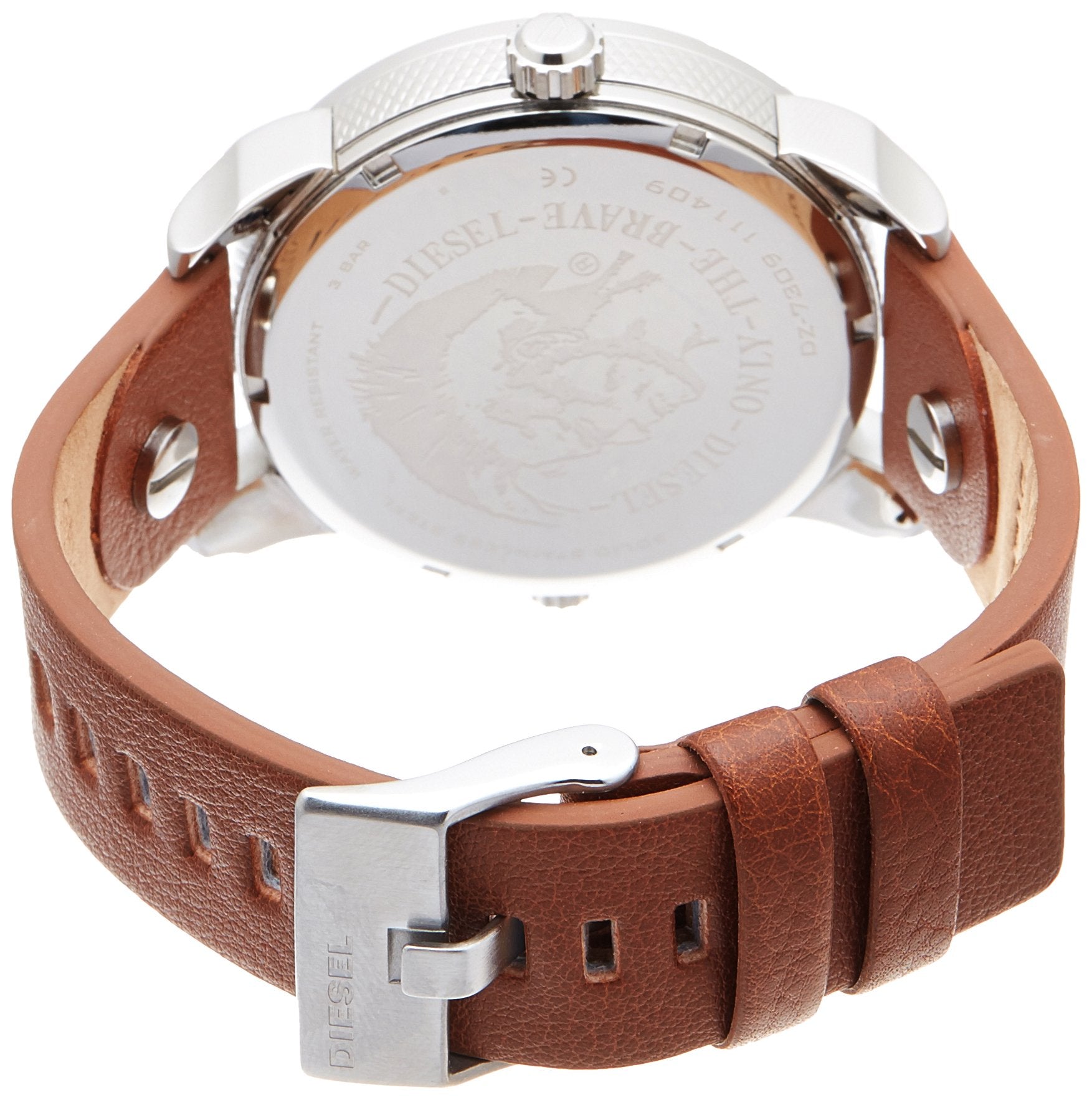  Shop Authentic Diesel Mini Daddy Silver Dial Brown Leather Strap Watch For Men - DZ7309 - Luxxuri
