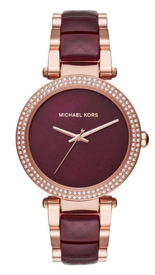  Shop Authentic Michael Kors Parker Maroon Dial Two Tone Steel Strap Watch for Women - MK6412 - Luxxuri