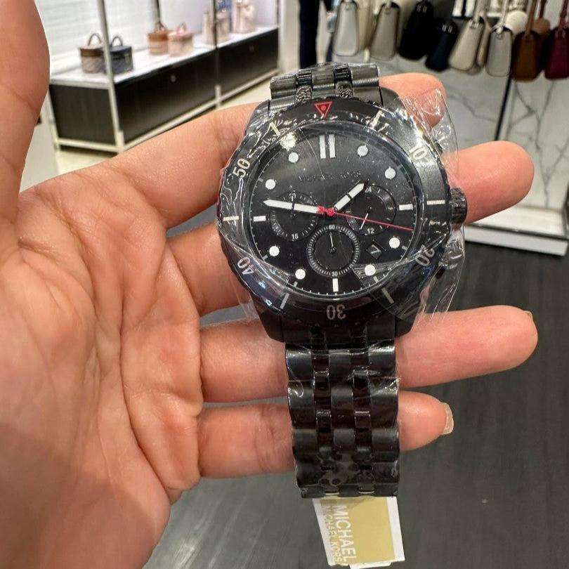 Michael Kors Cunningham Chronograph Black Dial Black Steel Strap Watch For Men - MK8965